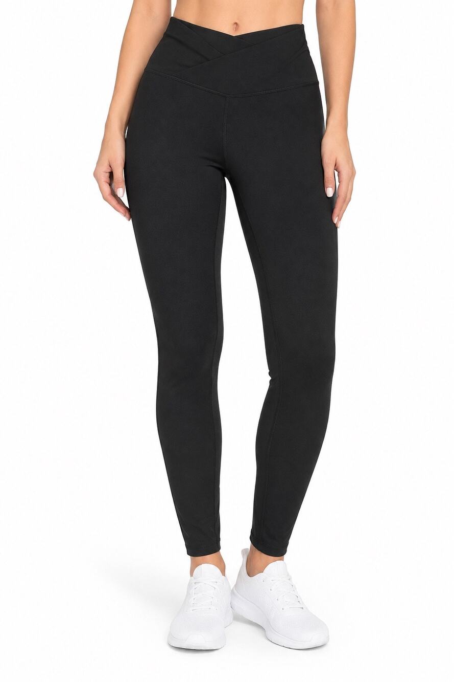 Rae Mode Black Crossover Waist Leggings – Size Large
